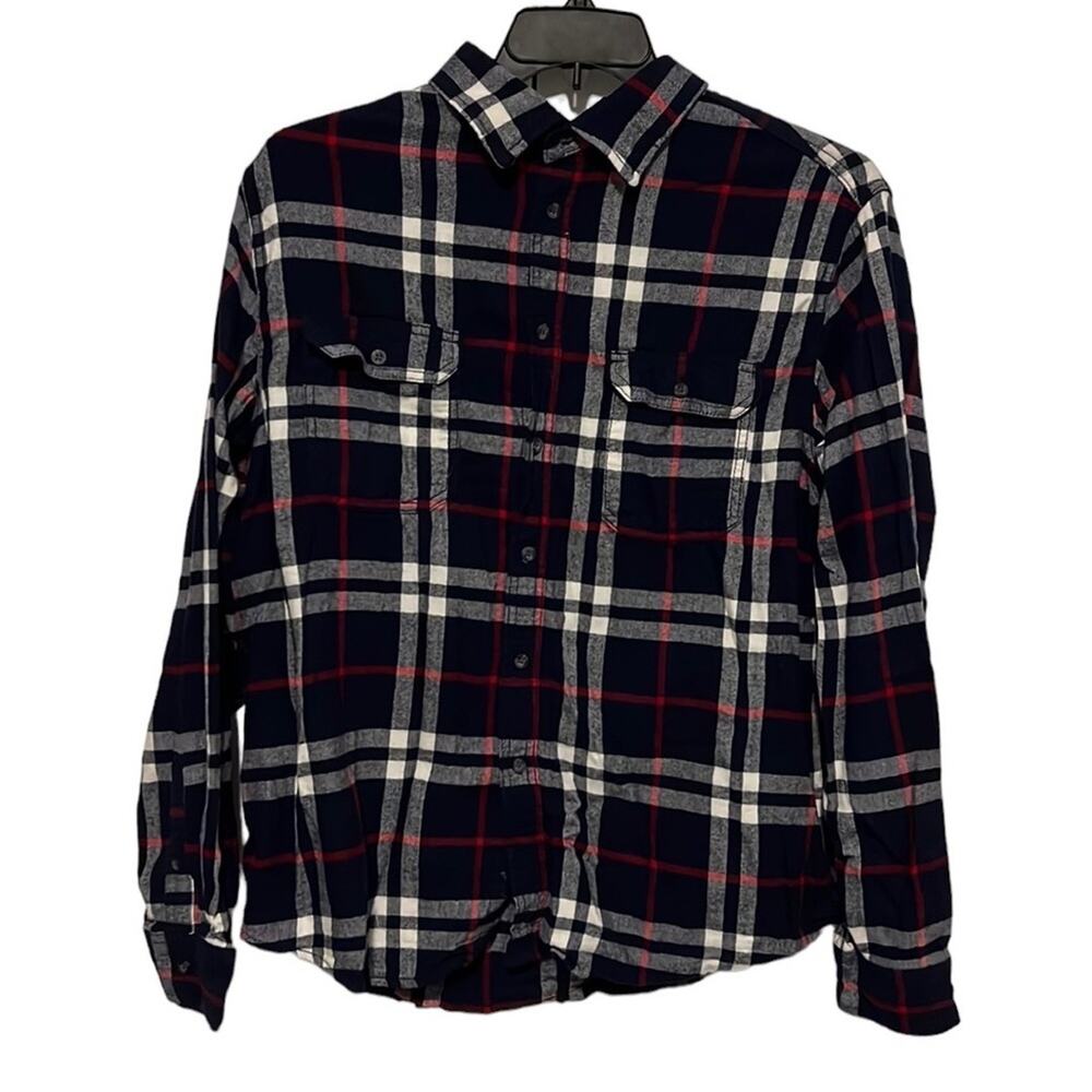 Mens George XL Navy & Red Plaid Button Down Shirt